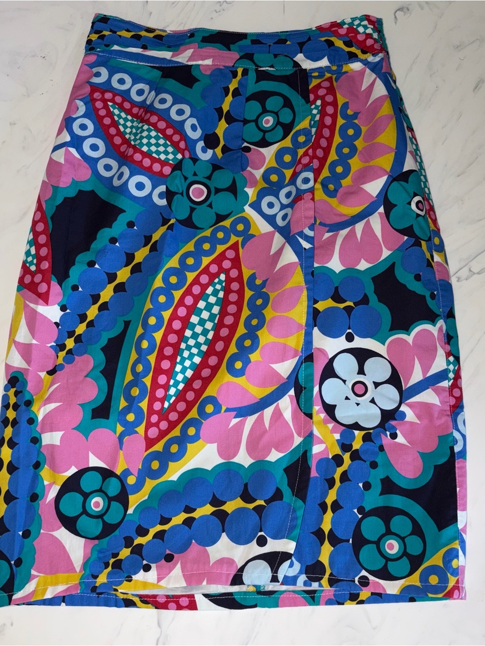 J Crew blue floral print skirt pencil tulip vibrant 00 ratti kaleidoscope